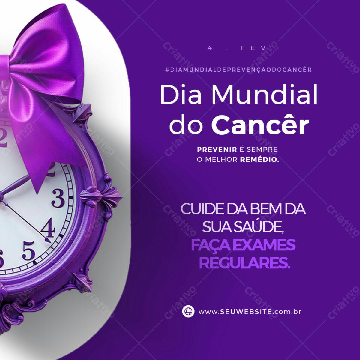 Post para o Dia Mundial do Câncer PSD Editável