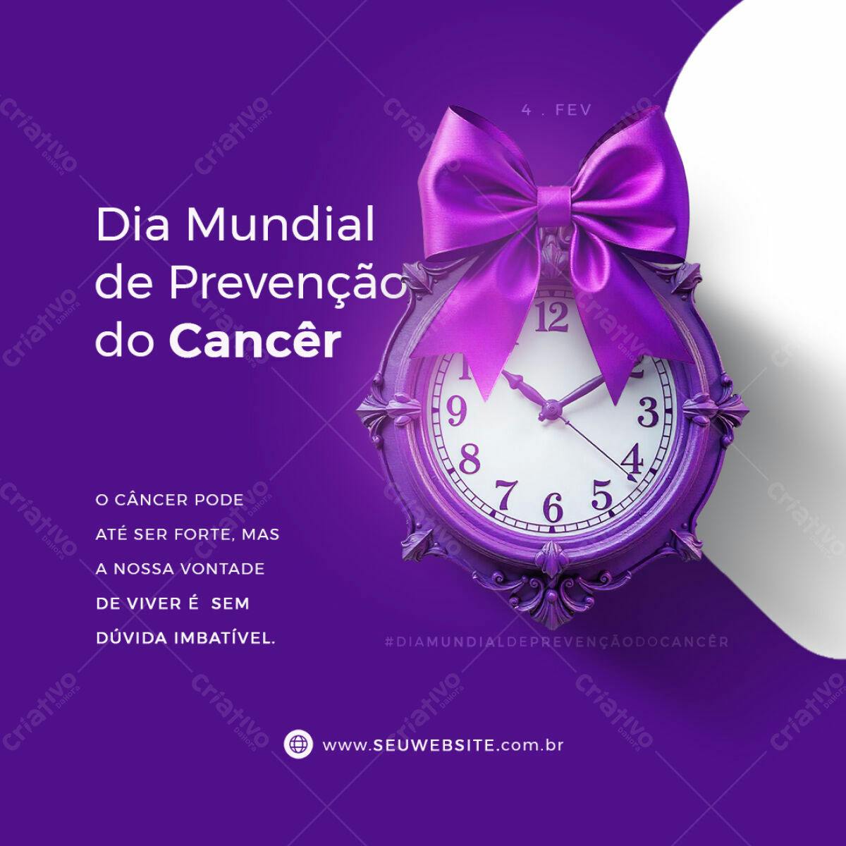 Post para Dia Mundial de Prevenção do Câncer PSD Editável