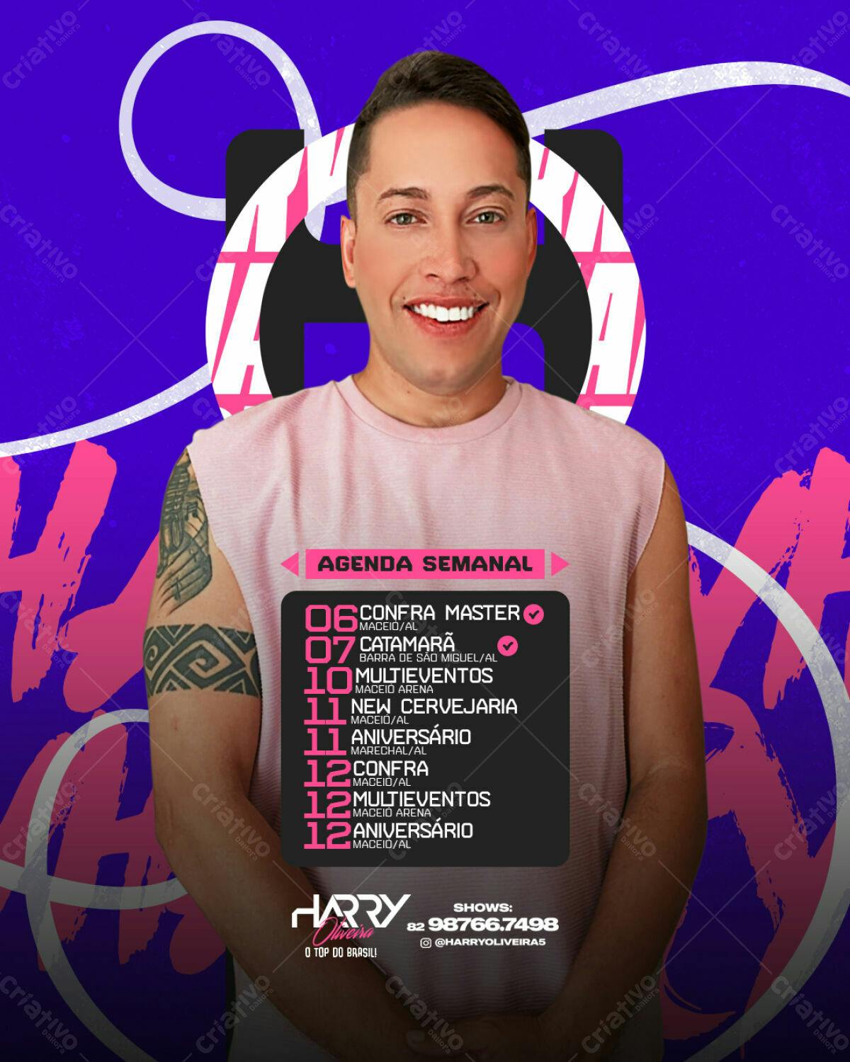 Flyer Agenda Semanal DJ Harry Oliveira PSD Editável