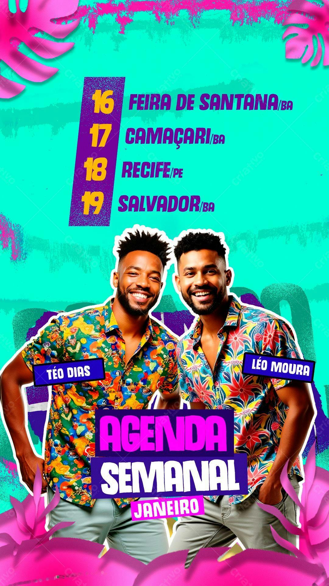 Flyer Agenda Semanal Janeiro PSD Editável