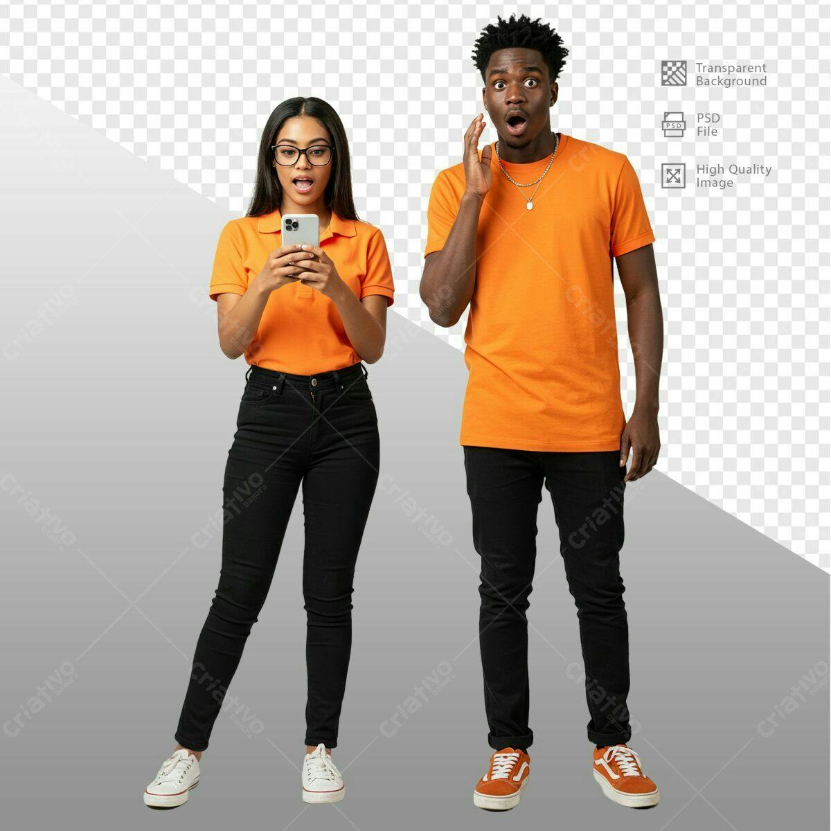 Modelo de Camiseta Laranja PSD Editável