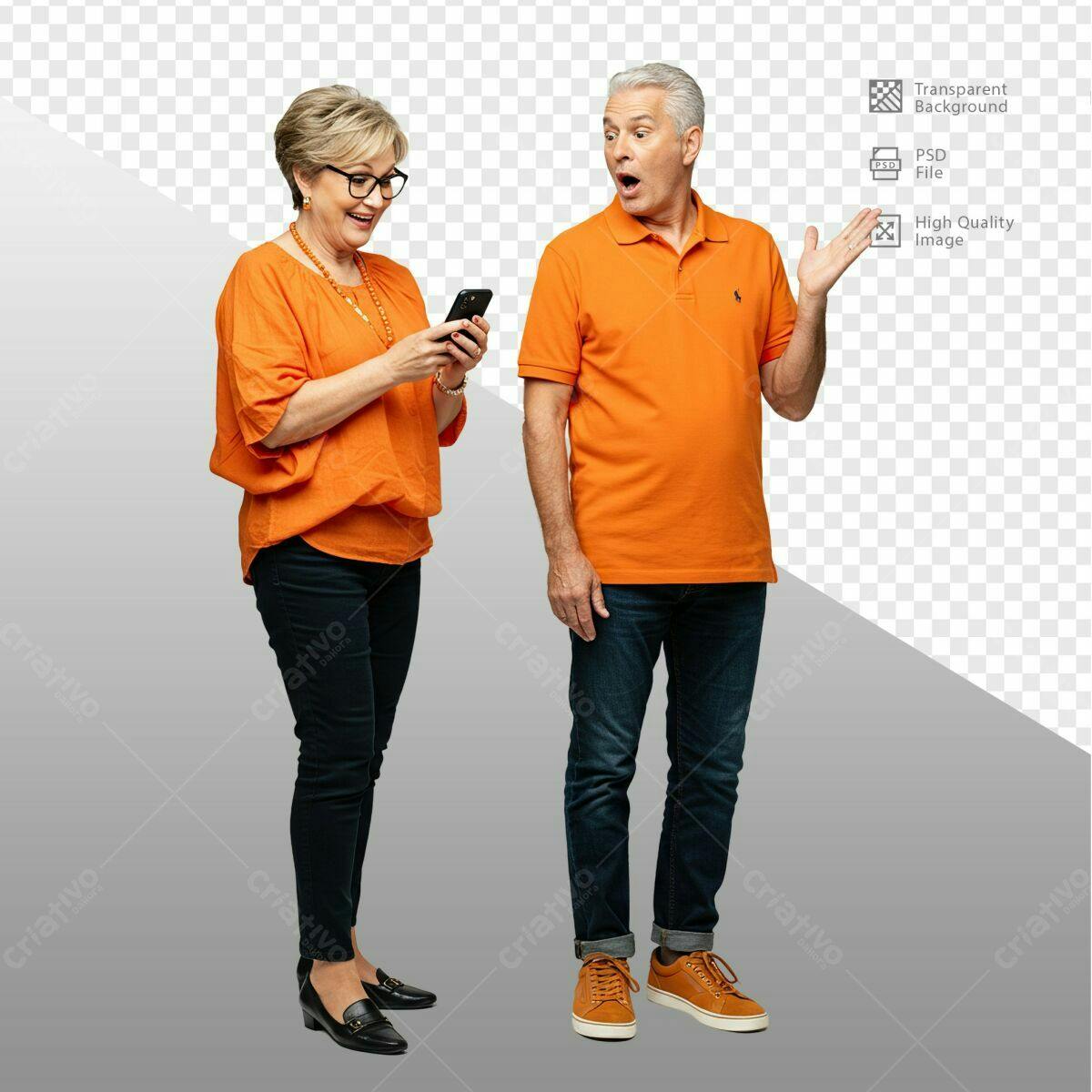 Imagens de Pessoas Surpresas com Celular PSD Editável