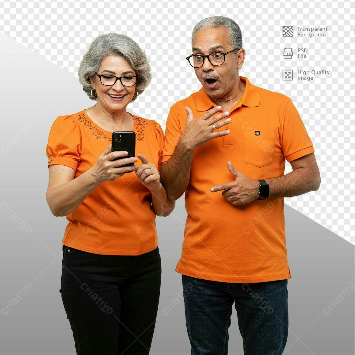 Imagem Pessoas Idosas com Smartphone PSD Editável