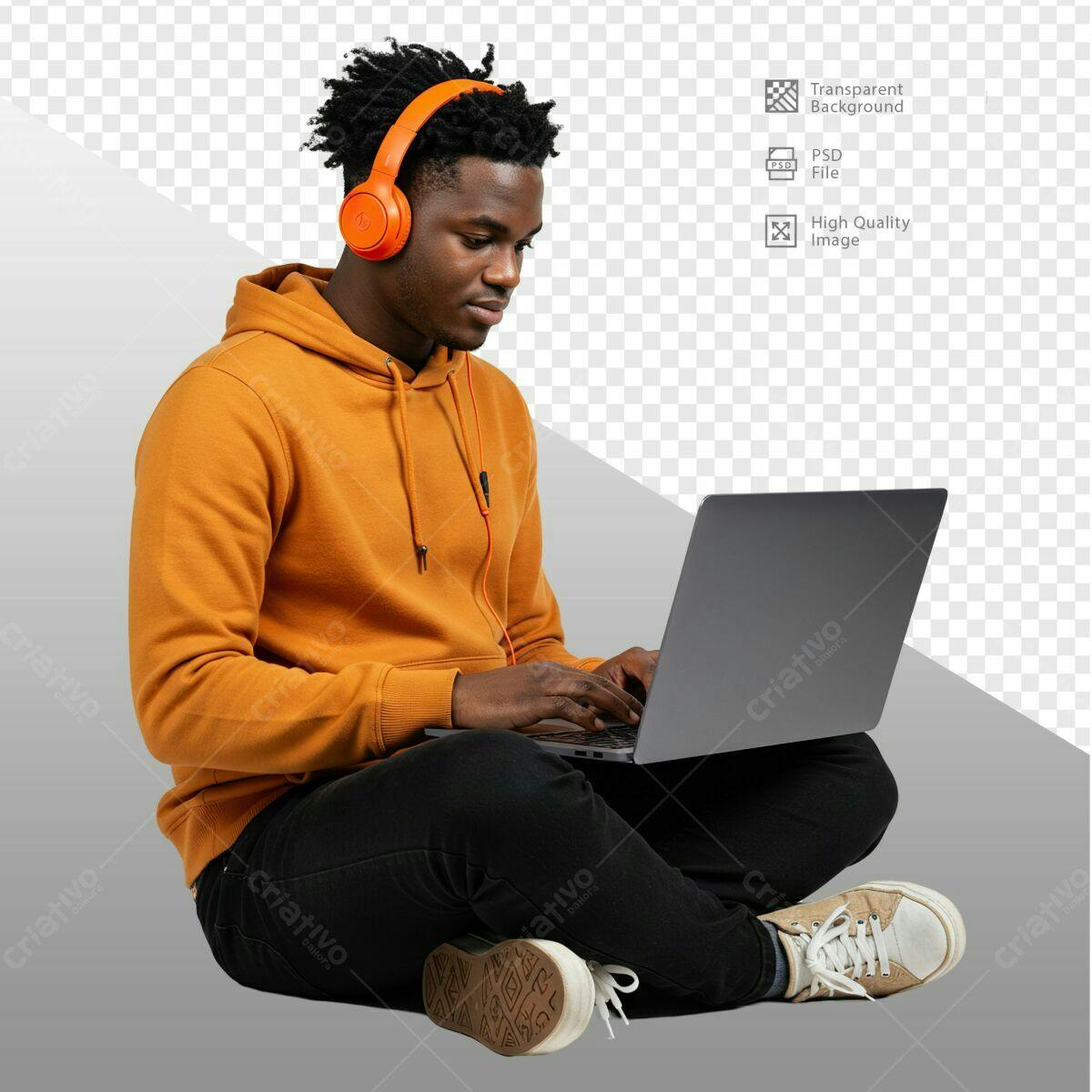 Mockup Pessoa com Notebook PSD Editável