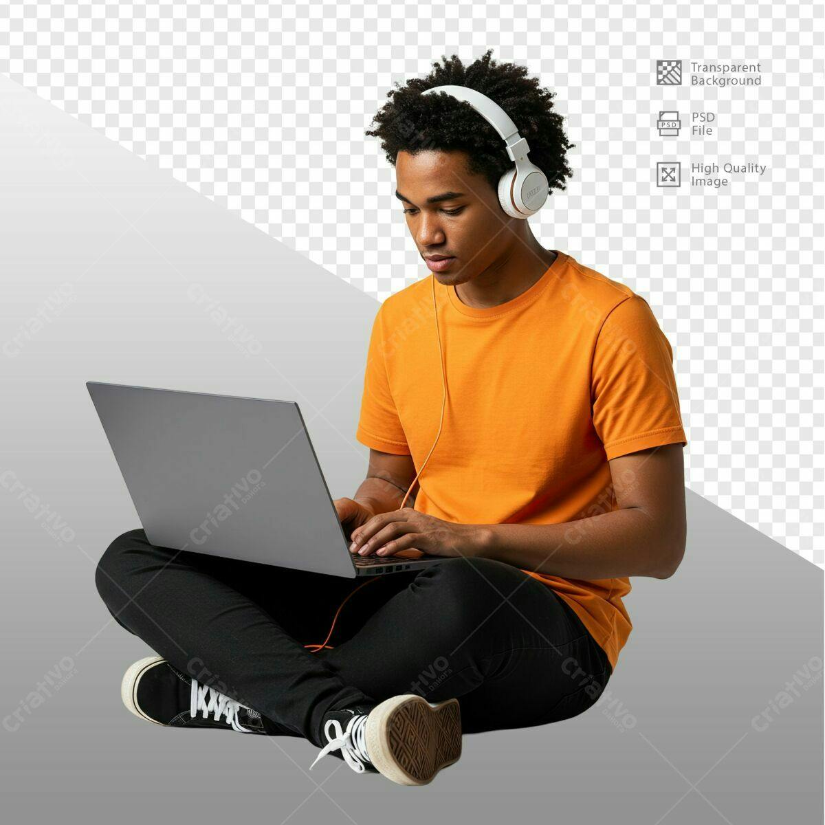 Imagem Pessoa com Notebook PSD Editável