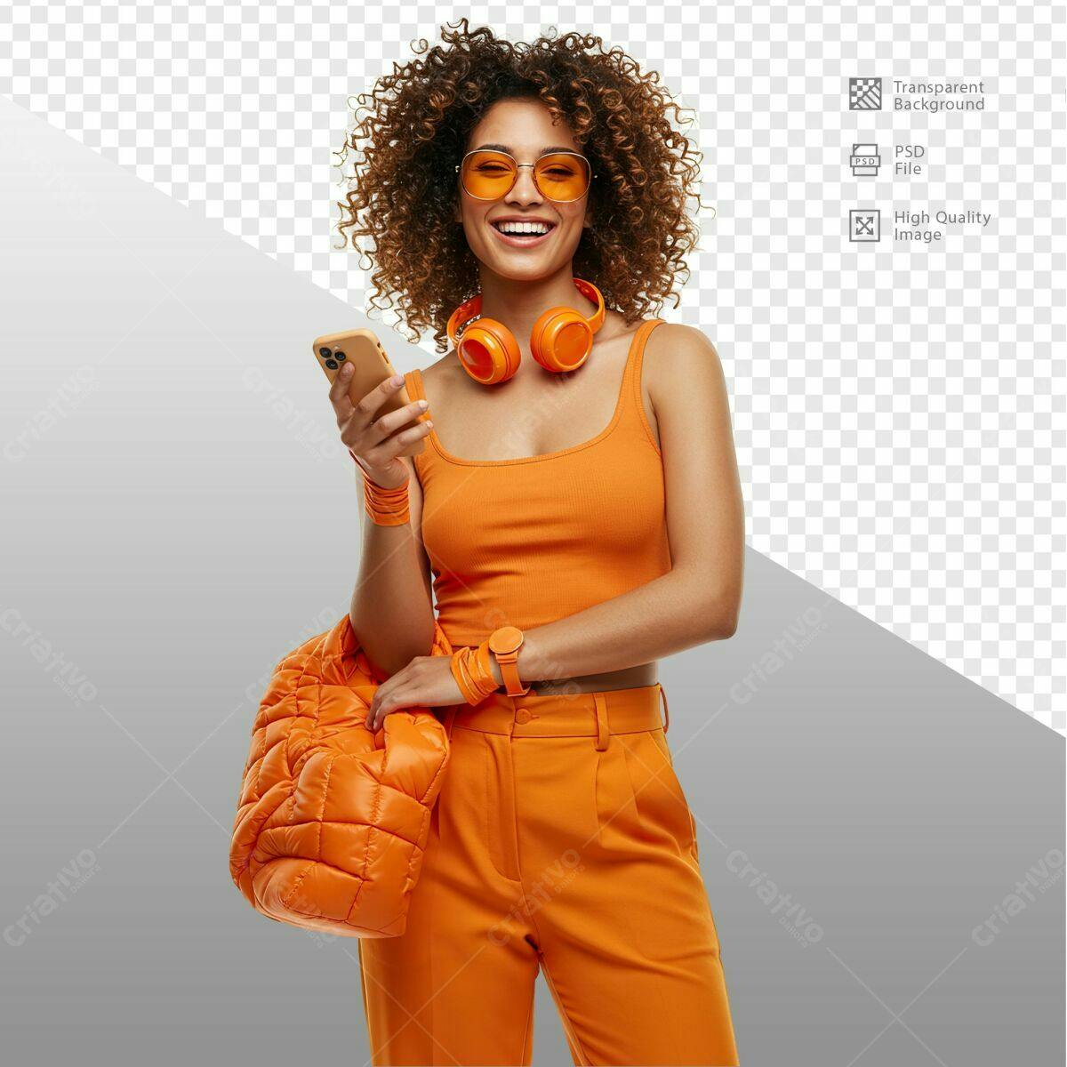 Modelo para Fotos de Moda em Laranja PSD Editável