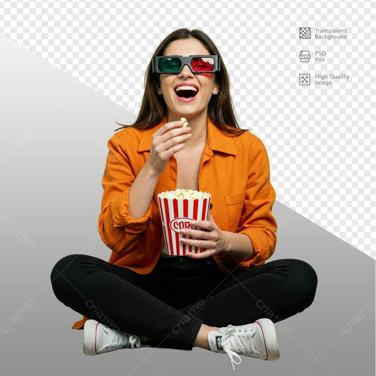 Imagem Pessoa Assistindo Filme PSD Editável