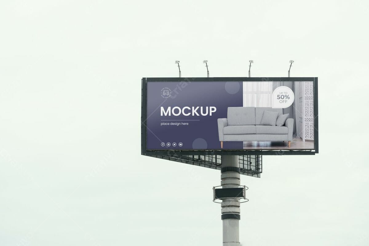Outdoor Billboard PSD Editável para Propaganda de Móveis