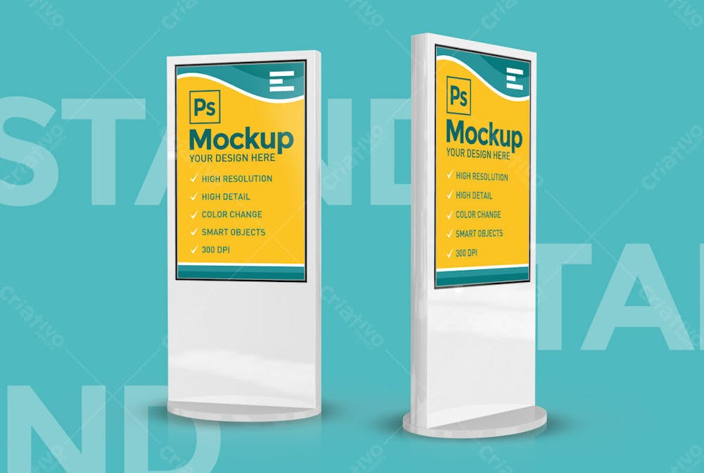 Mockup Different Views Advertising Banner Stand Display