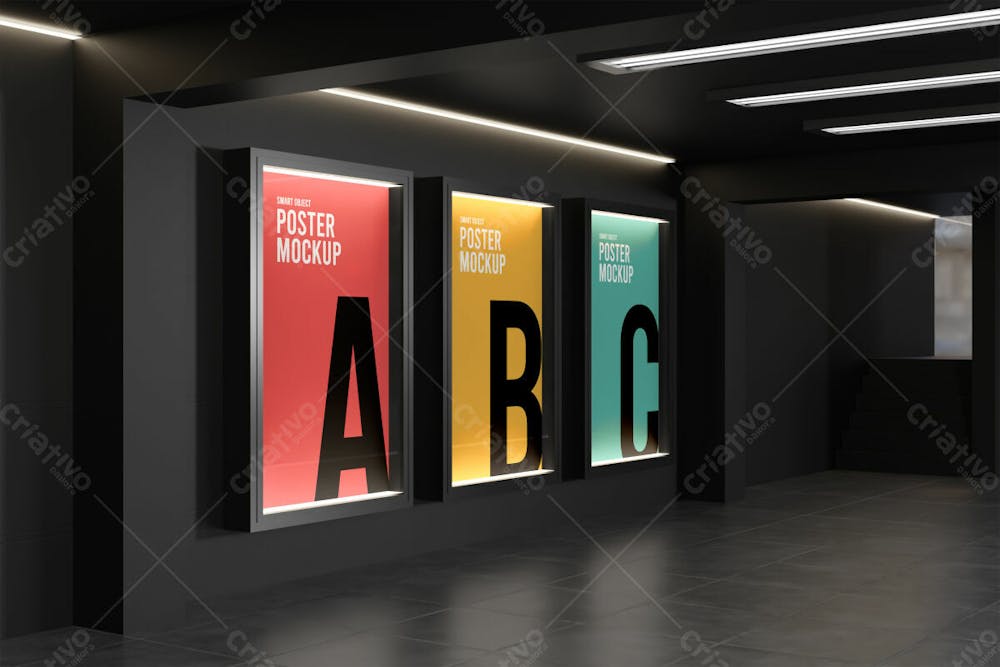 Three Poster Billboard Mockup