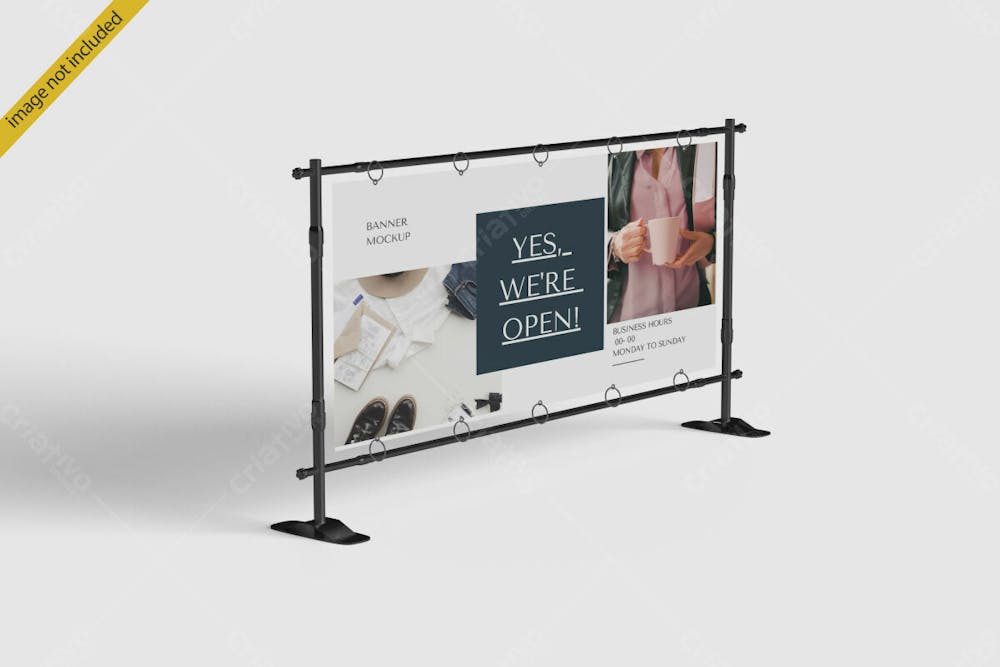 Banner Metal Frame Mockup Editable Psd