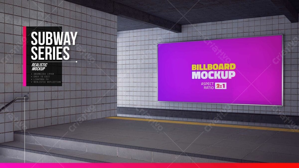 Mockup de Billboard para Metrô PSD Editável