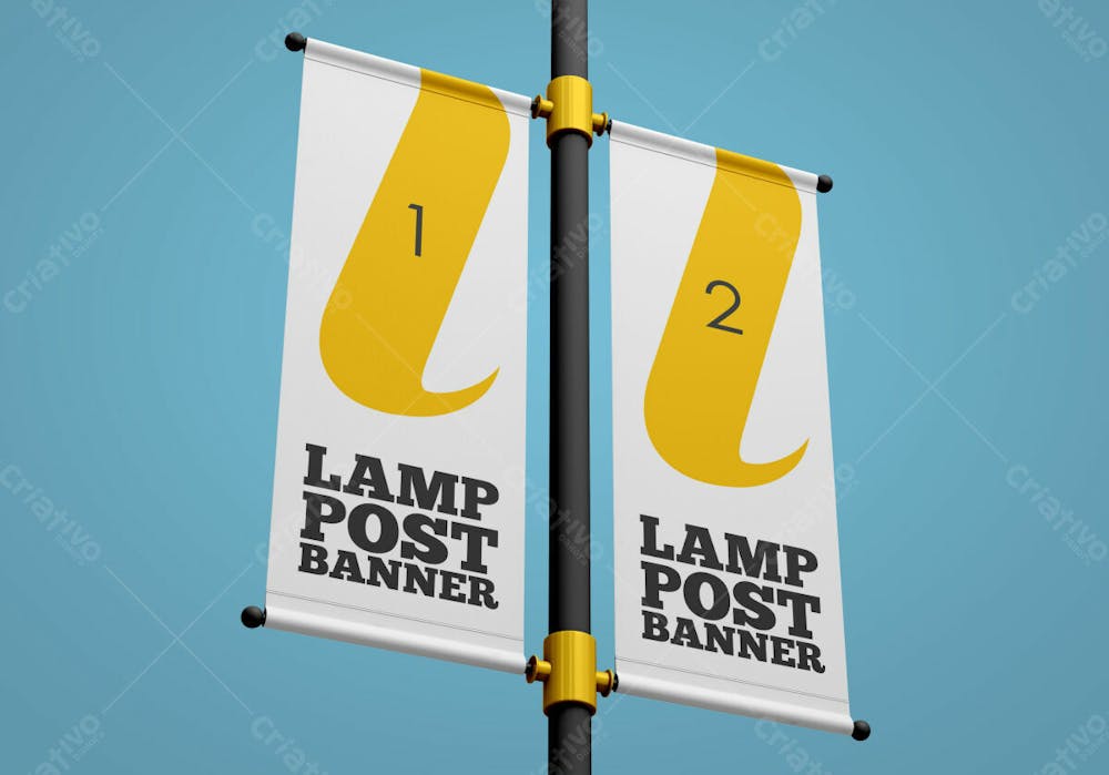 Lamp Post Banner Mockup Editable Psd