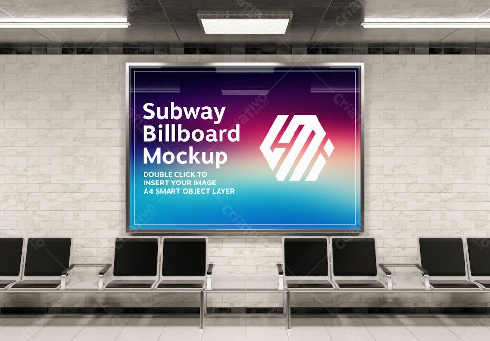 Horizontal Billboard Subway Station Mockup Editable Psd