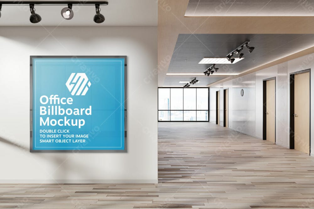 Squared Frame Hanging Office Wall Mockup