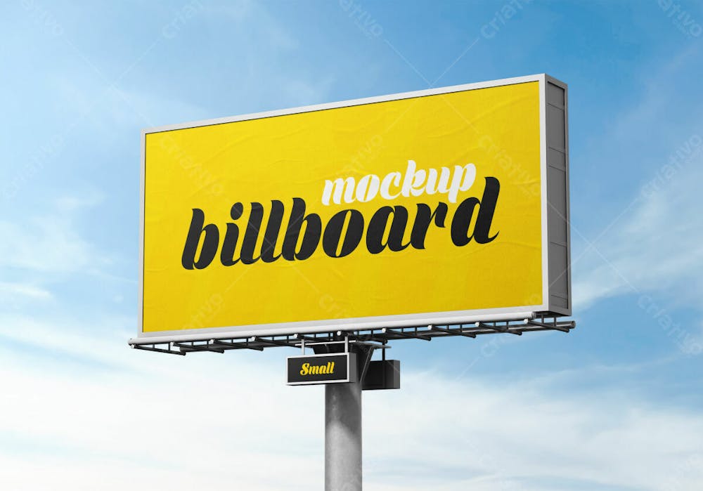 Outdoor Billboard Mockup Against Cloudy Sky