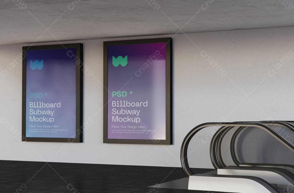 Mockup de Outdoor para Metrô PSD Editável