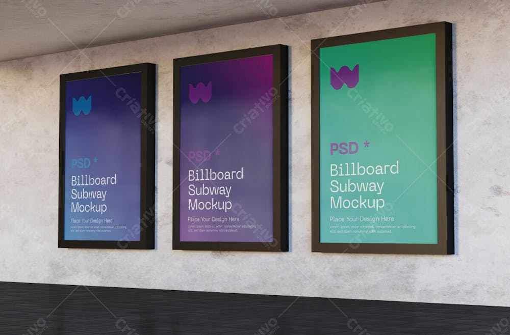 Three Billboards Mockups Metro Station