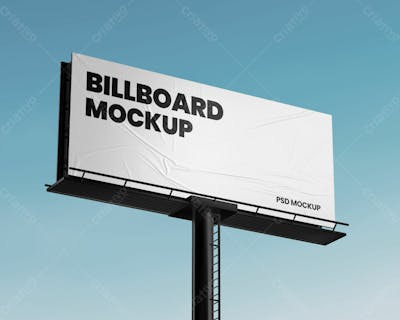 Billboard With Crumpled Paper Mockup Editable Psd