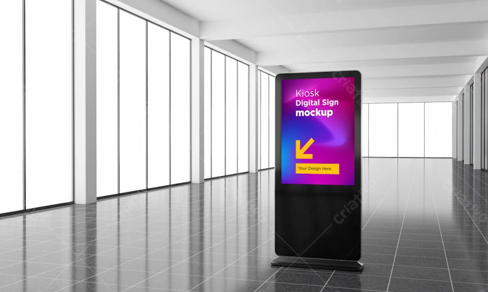 Totem Kiosk Digital Signage 3D Rendered Mockup