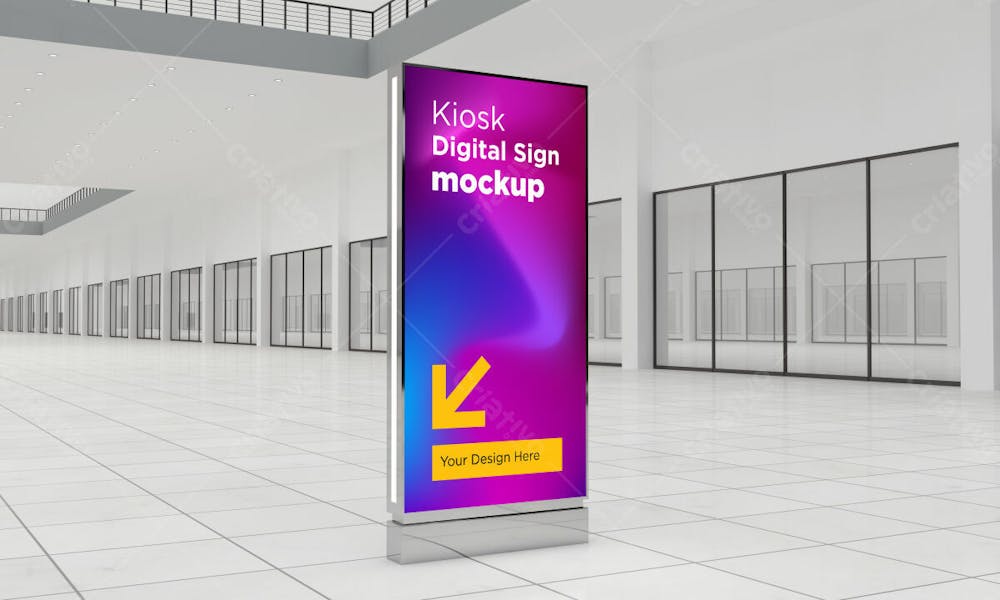 Totem Kiosk Digital Signage 3D Rendered Mockup