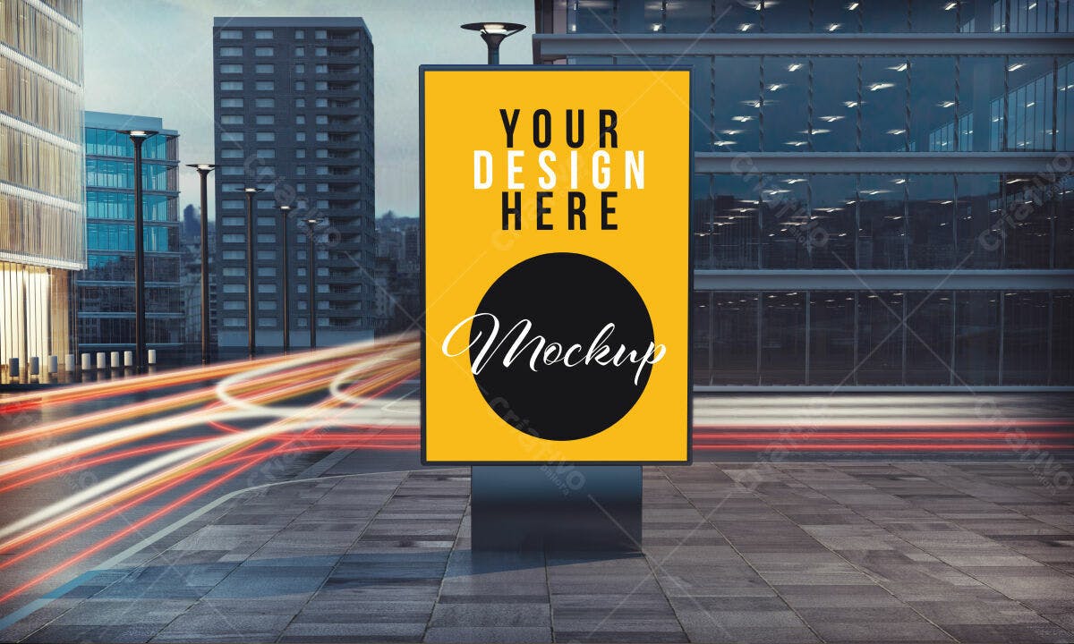 Outdoor Publicitário Amarelo PSD Editável