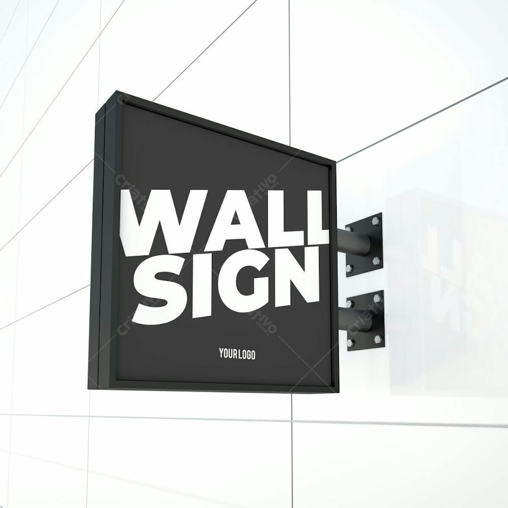 Mockup Modern Square Hanging Logo Sign Board