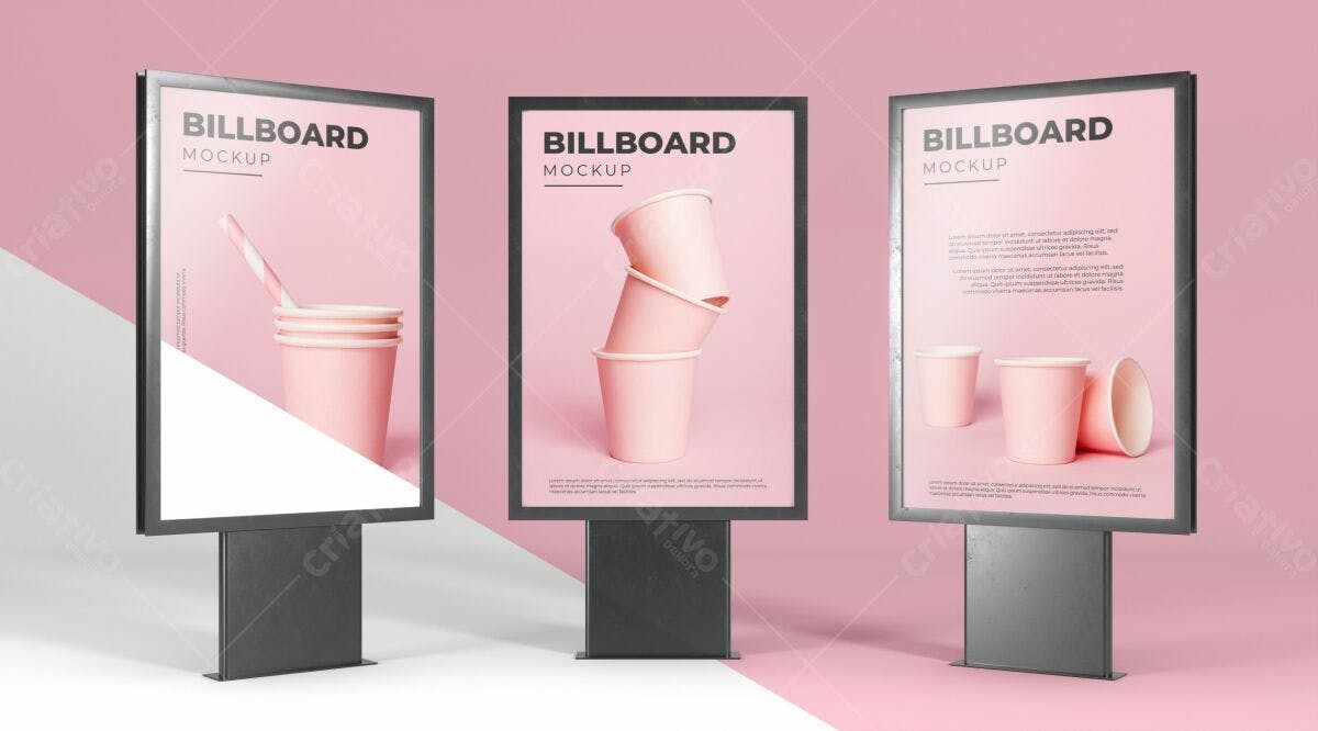 Mockup de Billboard Rosa Pastel PSD Editável