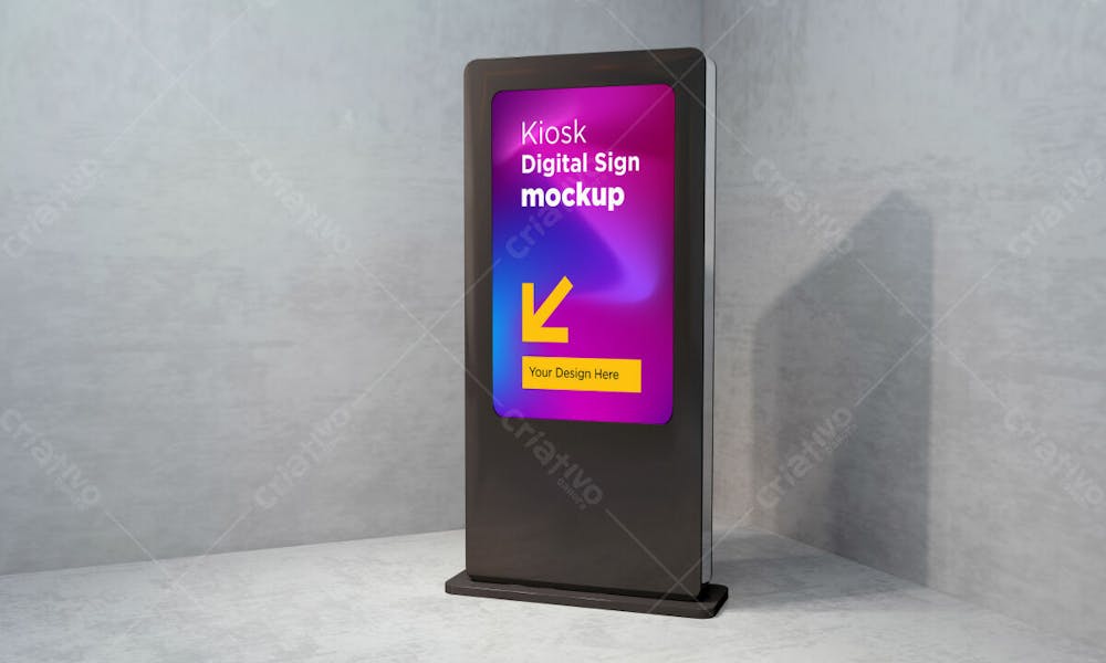 Totem Kiosk Digital Signage 3D Rendered Mockup