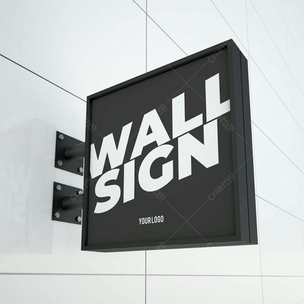 Mockup Modern Square Hanging Logo Sign Board