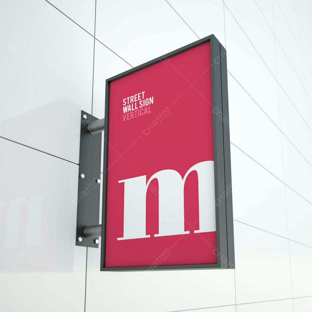 Mockup Modern Vertical Hanging Logo Sign Board