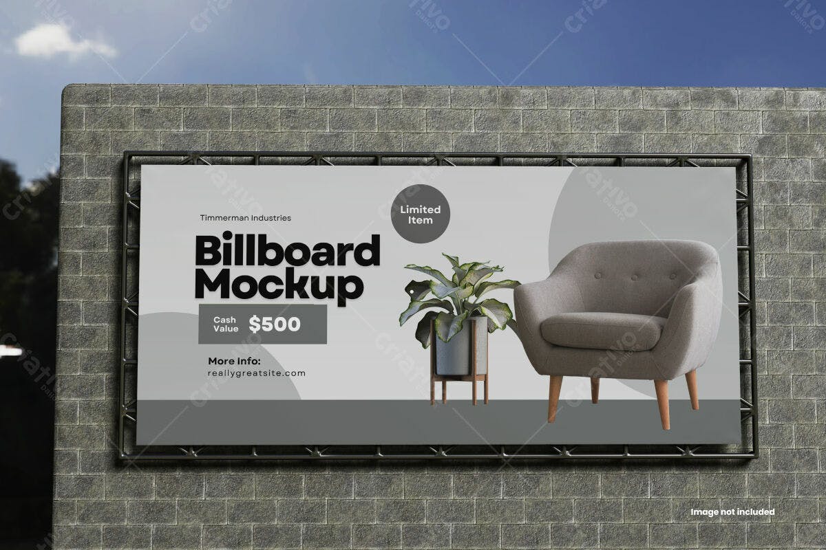 Mockup de Outdoor para Anúncio de Móveis PSD Editável