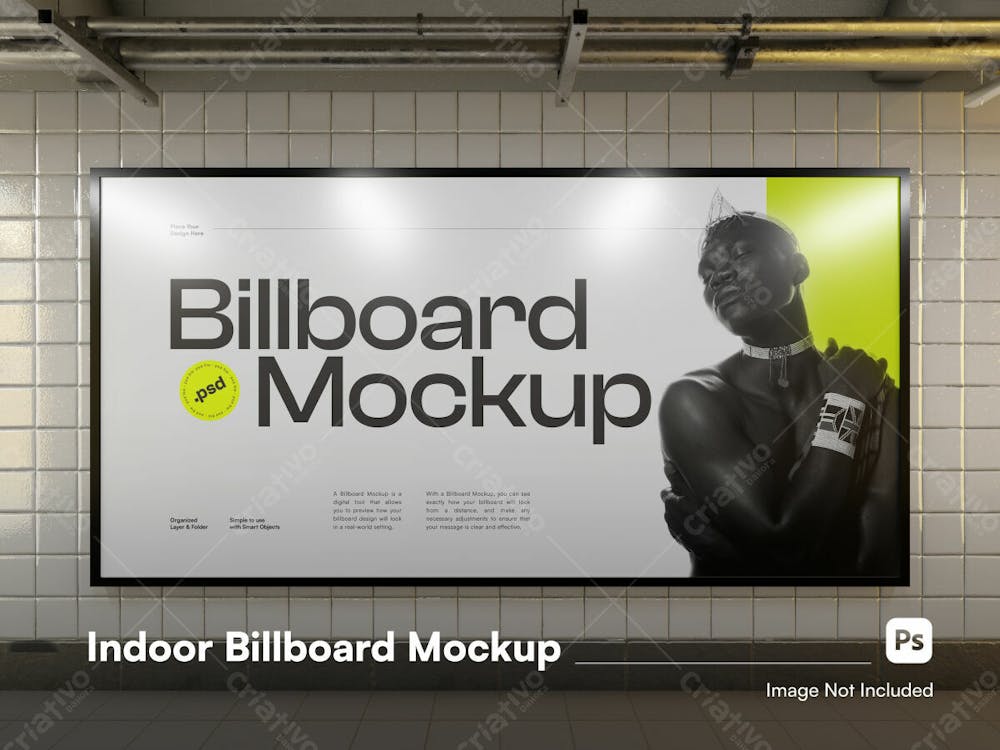 Realistic Indoor Billboard Isolated Mockup Front View