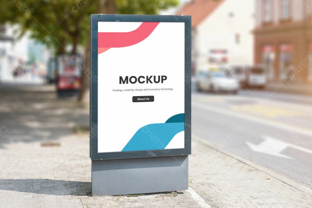 Small Vertical City Billboard Led Light Mockup