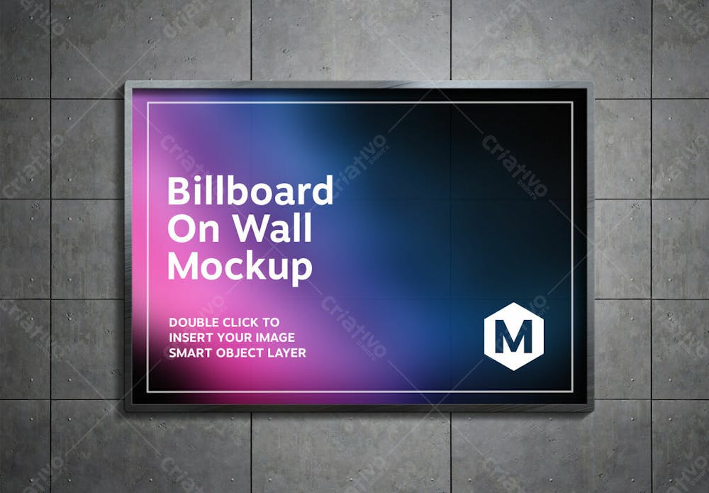 Billboard Hanging Metal Panels Wall Mockup Editable Psd