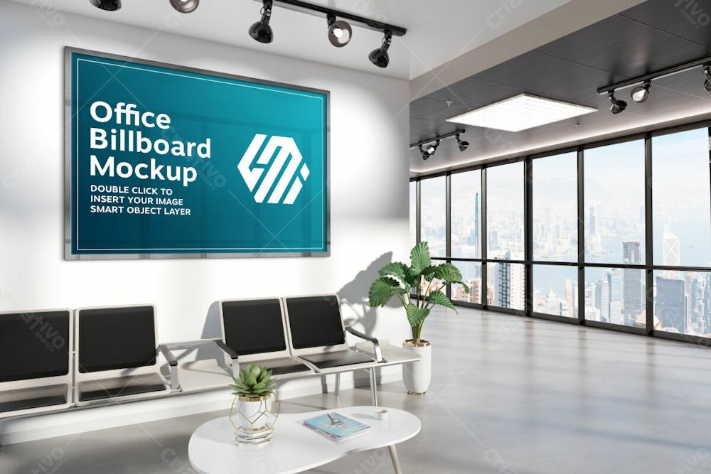 Frames Hanging Office Wall Mockup Editable Psd