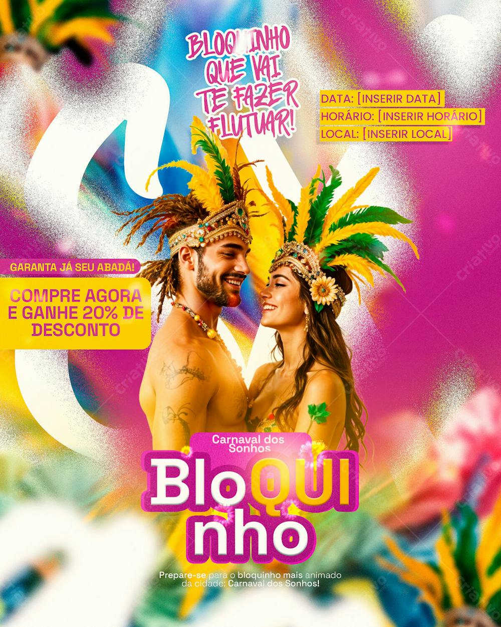 Evento De Carnaval Bloquinho Social Media Psd Editavel