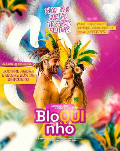 Evento De Carnaval Bloquinho Social Media Psd Editavel