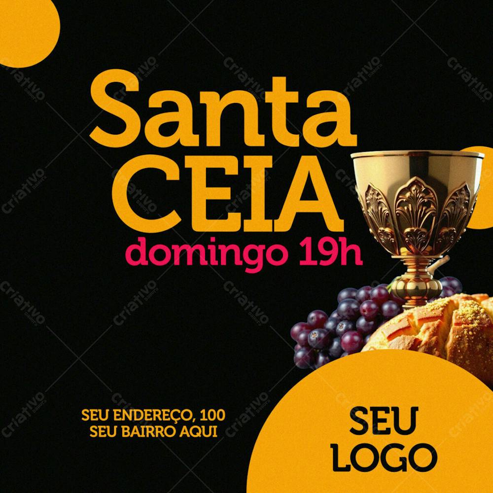 Cartaz Padrão De Culto Preto E Amarelo Church De Santa Ceia 2025 Culto De Domingo Church Editavel