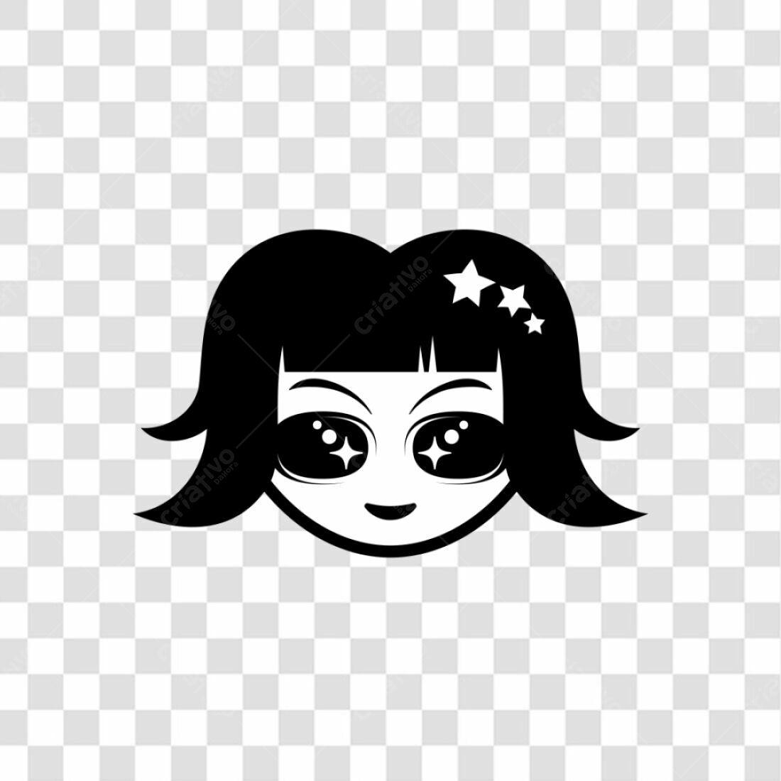 Icone Menina Kawaii PNG com fundo transparente
