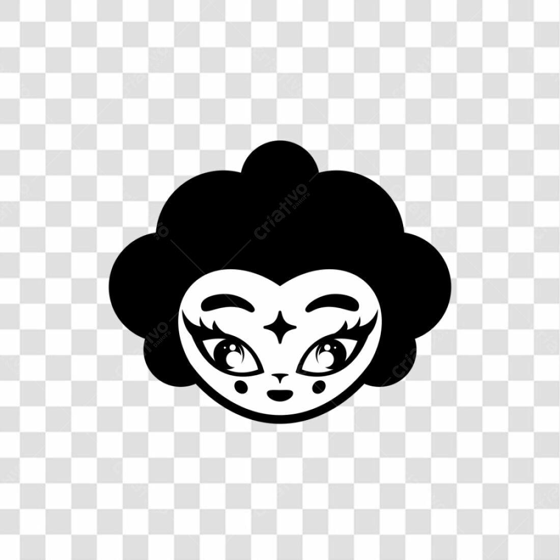 Icone rosto feminino estilizado PNG com fundo transparente