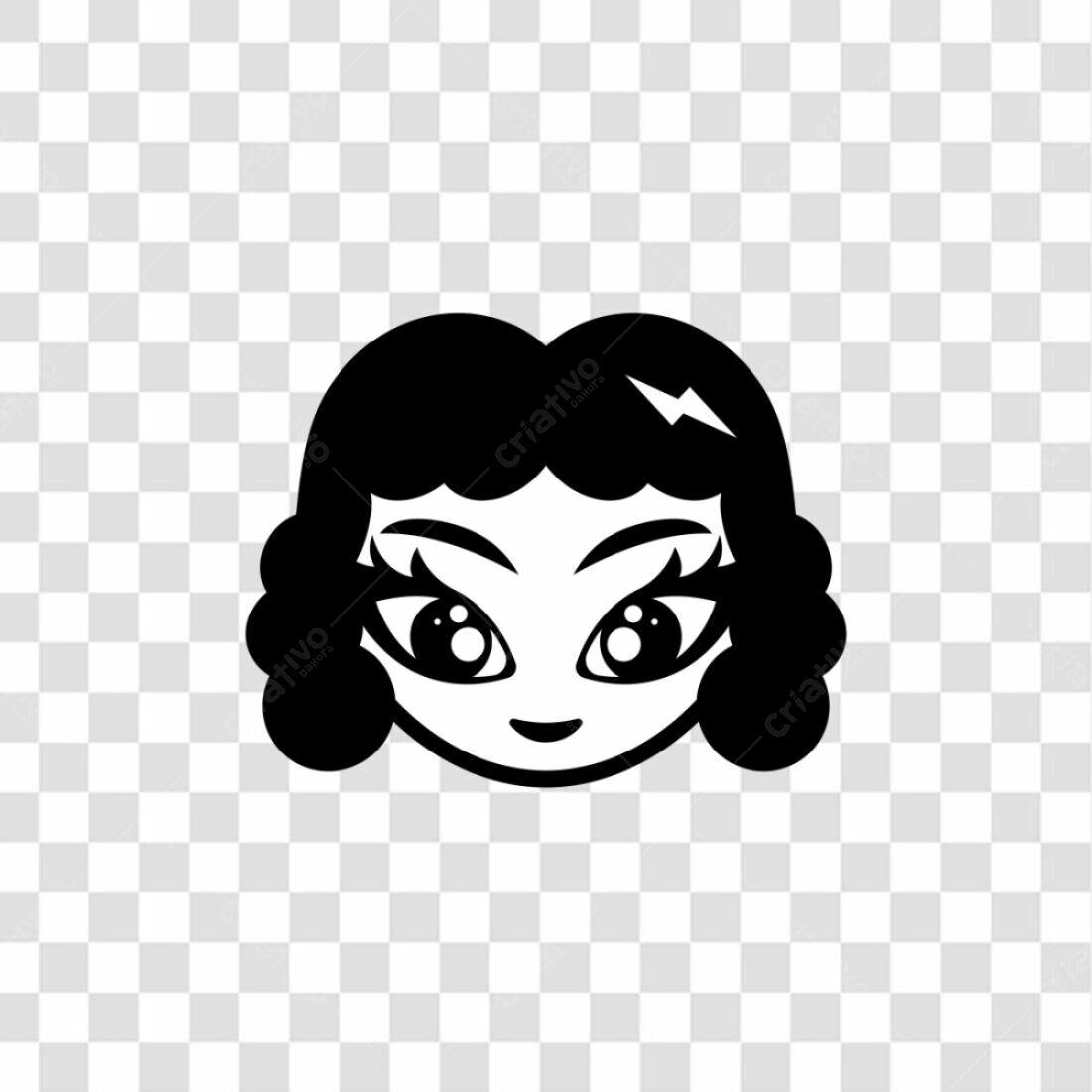 Icone rosto feminino estilo retrô PNG com fundo transparente