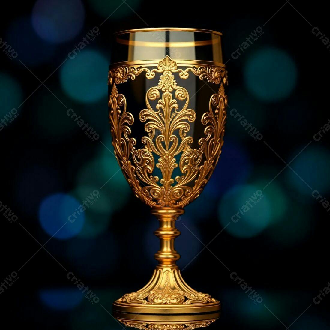 Cálice dourado com detalhes em arabesco