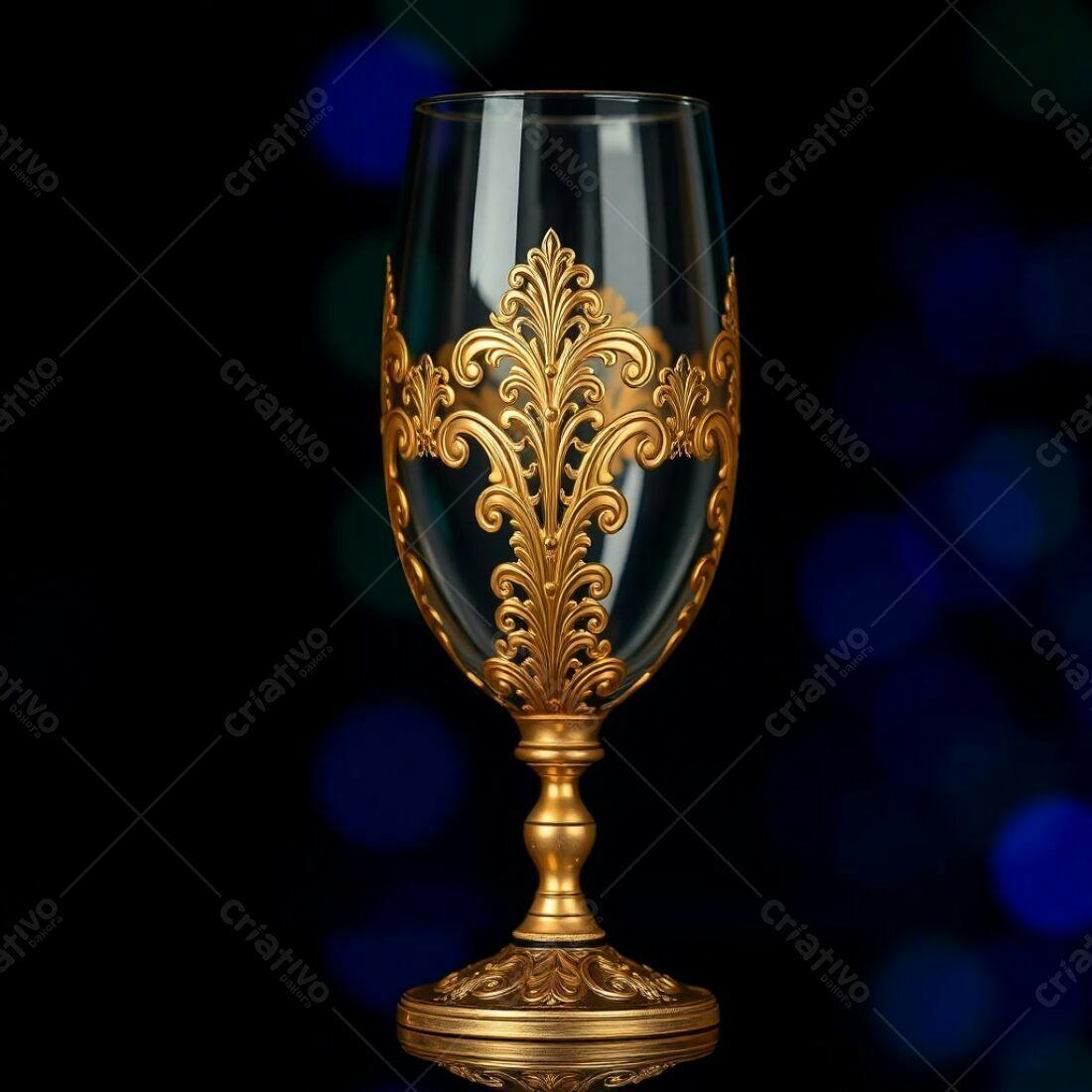 Taça dourada com detalhes ornamentais