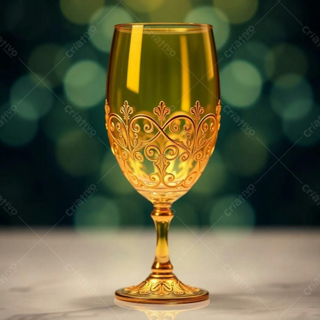 Taça dourada com detalhes arabescos