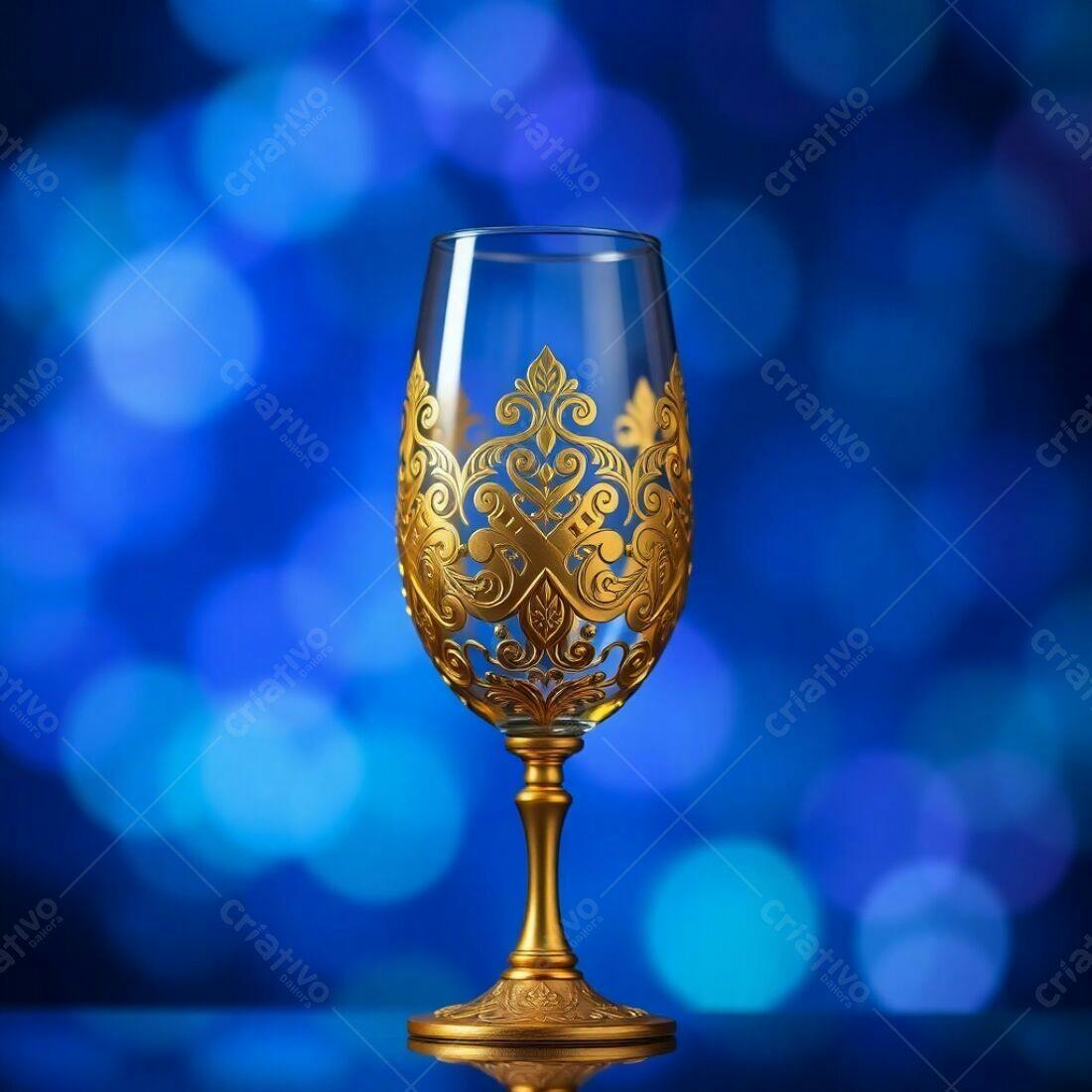 Taça dourada com detalhes em relevo