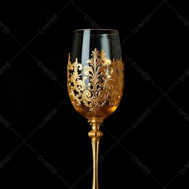 Imagem De Alta Resolução Uma Taça De Vinho Dourada Majestosa E Elegante, Com Design Intrincado, Superfície Polida E Brilhante. O Fundo Preto Oferece Alto Contraste. Qualidade Comercial Para Cartaz De Culto De Santa Ceia