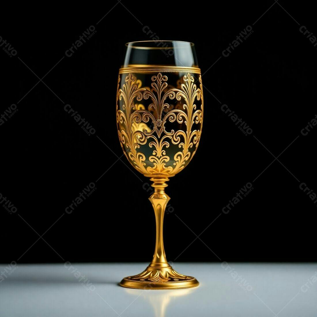 Taça dourada com detalhes em relevo