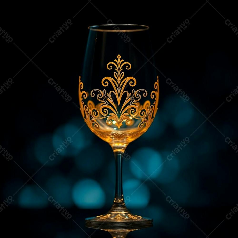 Imagem De Alta Resolução Uma Taça De Vinho Dourada Majestosa E Elegante, Com Design Intrincado, Superfície Polida E Brilhante. O Fundo Preto Oferece Alto Contraste. Qualidade Comercial Para Cartaz De Culto De Santa Ceia