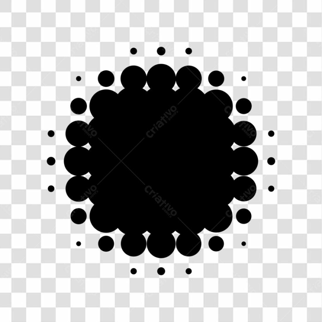 Selo abstrato círculos pretos PNG com fundo transparente